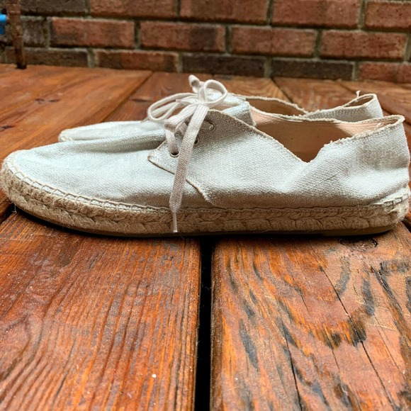 J. Crew Italy Golden Shimmer Tan Canvas Lace-up Espadrilles Sneaker Womens 11 - Picture 3 of 8